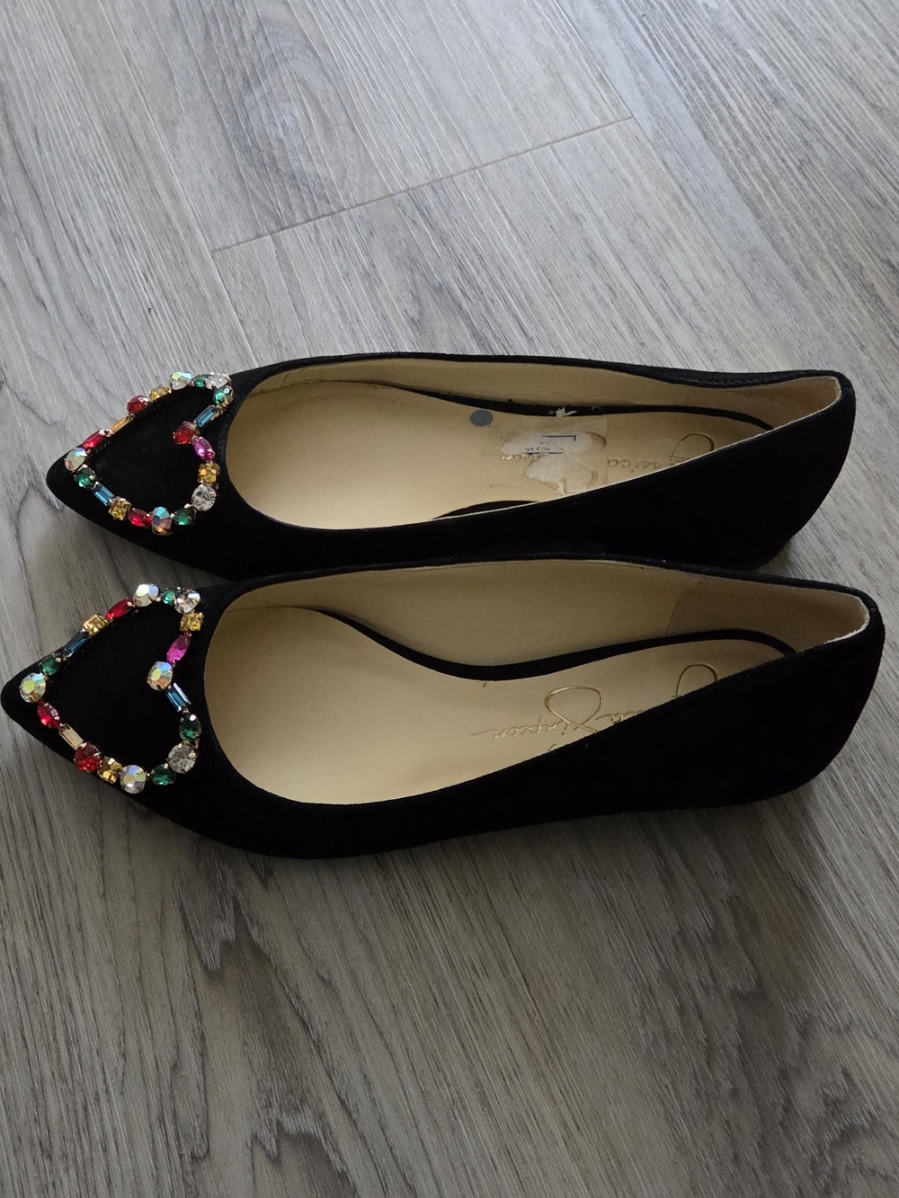 Jessica Simpson Black Pointed Toe Flats - Suede-Look